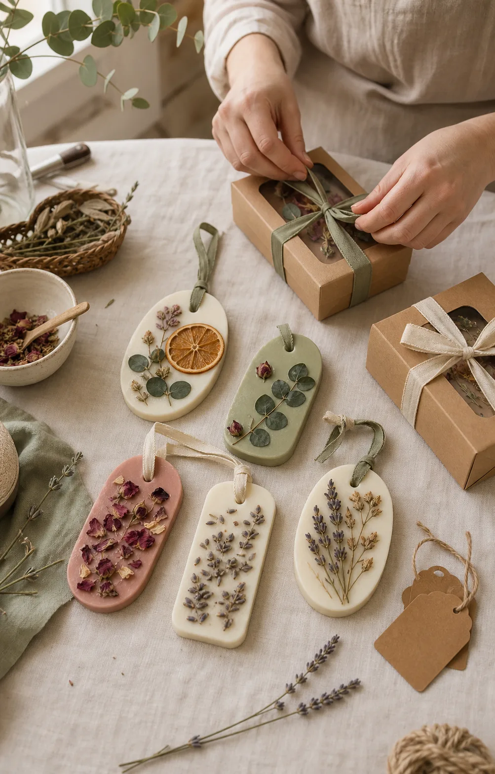 A coordinated botanical wax gift collection